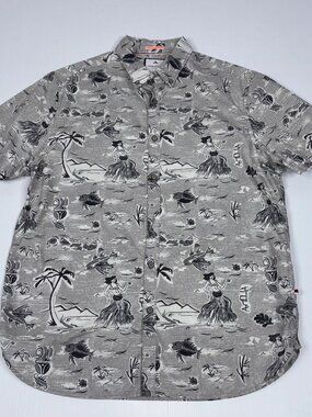 DENIM & FLOWER print short-sleeved shirt large